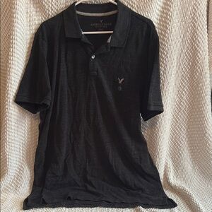 American Eagle Outfitters Men's Black Polo Shirt